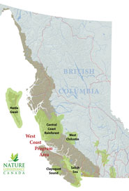 The West Coast Program's priority natural areas.