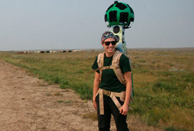 Carissa Sideroff capturing Old Man on His Back with the Google Trekker. (Photo by NCC)
