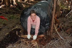 An example of the first artificial dens we made out of plastic culverts (Photo by R. Weir)