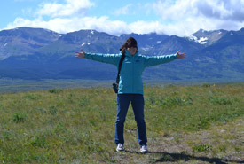 Me and the mountains at the Waterton Springs interpretive trail (Photo by NCC)