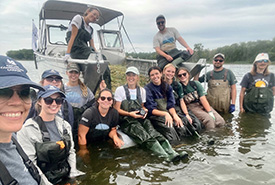 The cutting crew, comprised of staff from NCC, Georgian Bay Forever, Parks Canada, and the Severn Sound Environmental Association (Photo by Carolyn Davies/NCC Staff) 