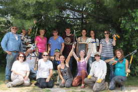 Conservation Volunteers at the Lincoln Wetlands Trail Builders event. (Photo by NCC)