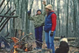 Mark, Sandy and Ebony at Newfane woodlot (Photo by Bill Wilson)