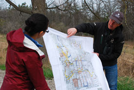 Mark showing the group the geographical features of the area (Photo by NCC)