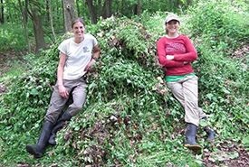 NCC staff tackle invasive garlic mustard (photo by NCC)