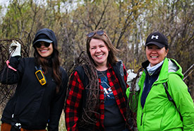 Conservation Volunteers making connections with one another and building a relationship with the land. (Photo by NCC)