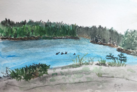 Painting a beautiful landscape is an excellent way to connect to nature. (Painting by Christine Beevis-Trickett)