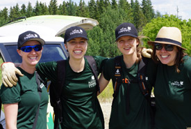 From left to right: Carys Richards, Kate Williams, Zoë Arnold, and Kailey Setter at “Trees for Bees 2” in June 2016. It’s so sweet to “bee” a part of this crew! (Photo by NCC) 