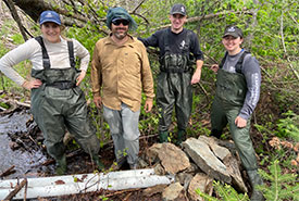 The Large Landscapes Team with beaver baffler (Photo by NCC)