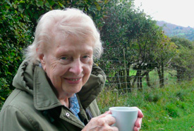Granny enjoying a coffee in Gransmere, Lake District, England. (Photo by Zoë Arnold/NCC staff) 