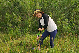 Volunteer planting native wildflowers (Photo by NCC)
