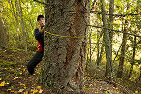 Measuring trees on the Midgeley Conservation Area (Photo by Steve Ogle)