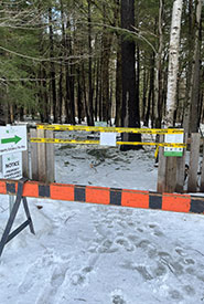 Gillies Grove: the entrance to the property closed off due to post-storm hazards. (Photo by NCC)