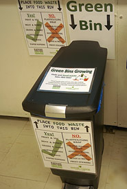 There is no mistaking what goes in our green bin with all this signage! (Photo by NCC)