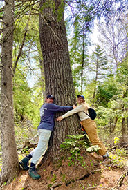 Hugging a tree during a field day (Photo by Sabrina Hasselfelt/NCC staff)