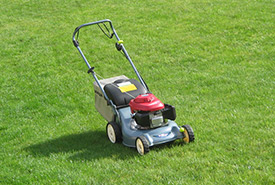 Mowers release pollutants -  just one the negative effects of having a turf grass lawn (Photo courtesy Wikimedia Commons)