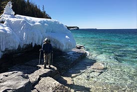 Witnessing the process of waves and ice that keep the forest canopy open along parts of the Great Lakes coast at Bruce Peninsula (Photo by Chris)