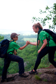 Lending a hand along a hiking trail (Photo courtesy Scouts Canada) 