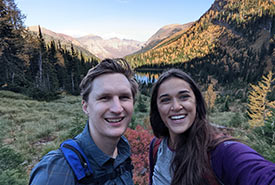 Selfie of Logan and Breanna hiking in Waterton National Park, AB (Photo courtesy of Breanna Silversides)