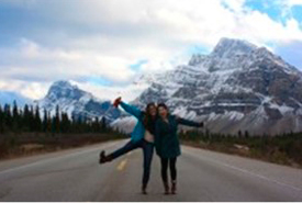 Lisa Freeze with a friend celebrating the view in AB (Photo courtesy of NCC Staff)