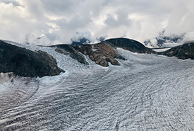 Part of the Juneau Icefield, viewed from above (Photo by Justine Coutu)