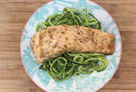 Atlantic salmon with creamy pesto zoodles (Photo by NCC)