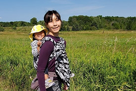 My younger daughter and I during the 2021 Big Backyard BioBlitz weekend (Photo courtesy of Wendy Ho/NCC staff)