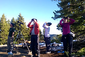 Conservation Volunteers get a peek at migrating golden eagles (Photo by NCC)