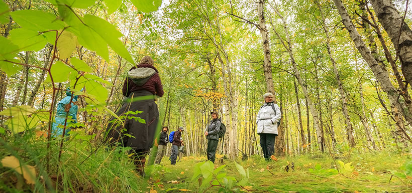 Hiking on Bunchberry Meadows at Gathering for Nature event, AB (Photo by Kyle Marquardt)