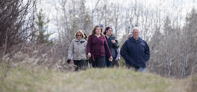 Post-event walking tour around Bunchberry Meadows (Photo by Brent Calver)