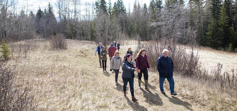 Post-event walking tour around Bunchberry Meadows (Photo by Brent Calver)