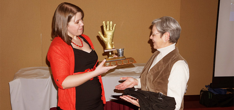Denise Harris accepting her award in Edmonton, AB (Photo by NCC)