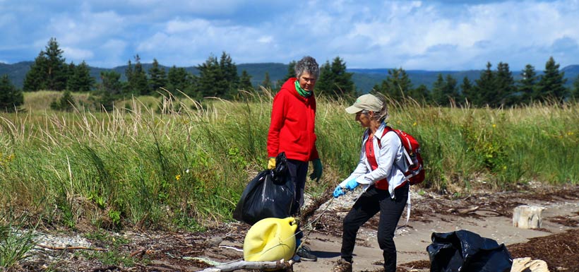 Conservation Volunteers doing a beach sweep at Sandy Point, NL (Photo by Aiden Mahoney)