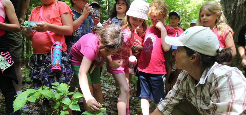 Students at the Nature Days event, Happy Valley Forest, ON (Photo by Mike Dembeck)
