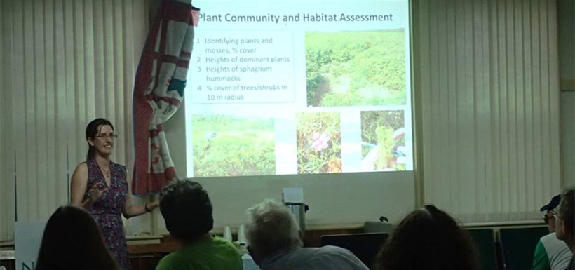 Amy Buckland-Nicks describing the Big Meadow habitat assessment. (Photo by NCC)