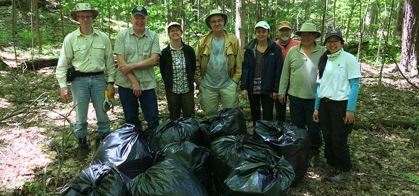 Garlic mustard removal in Happy Valley Forest, ON (Photo by NCC)