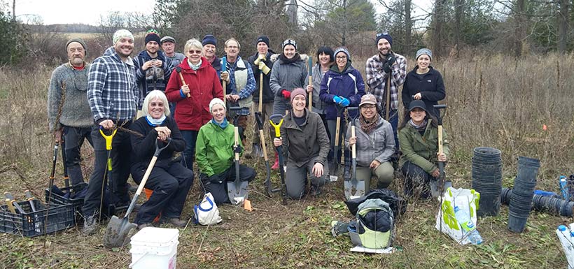 Tree planting on the Lower Maitland River Valley, ON (Photo by NCC)