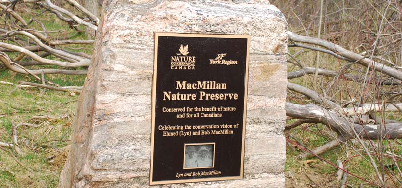 A plaque in celebration of Eluned (Lyn) and Bob MacMillan's contribution to conservation (Photo by NCC)