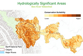 Hydrologically significant areas in the Bow River watershed