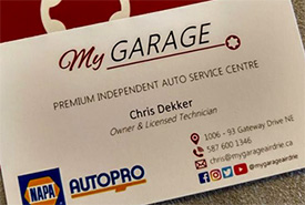 My Garage business card (Photo courtesy My Garage)