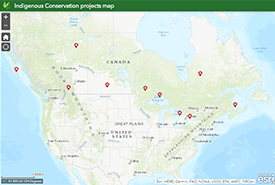 Carte des projets de conservation autochtones