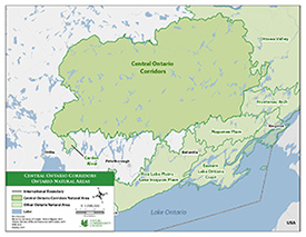 Central Ontario Corridors Natural Area map - click to enlarge