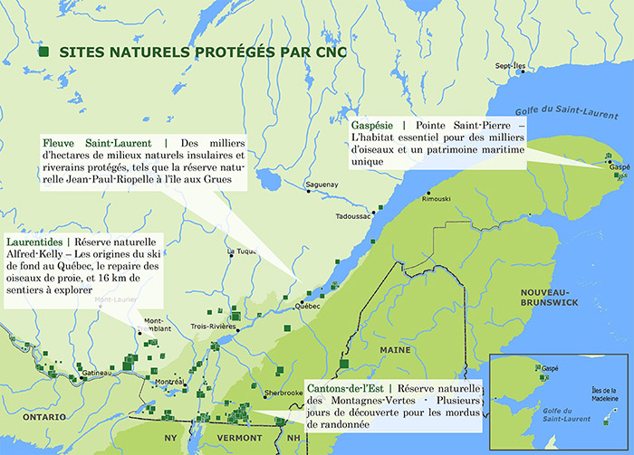 Sites naturels protégés au Québec
