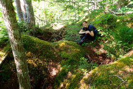 Amy exploring a section of karst forest in Cape Breton, NS (Photo by NCC)