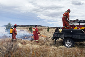 Fire services assist with the prescribed burn (Photo by NCC)