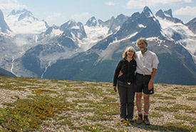 Wolf and Joan, above Rocky Point Creek, Purcell Mountains (photo provided by Wolfgang Holzmann and Joan Blair)