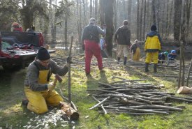 Conservation Volunteers at work stabilizing stream banks (Photo by NCC)