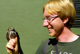 Avery Bartels with a sharp-shinned hawk (Photo by Kristie Foster)