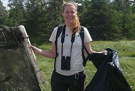 Claire Elliott at a Conservation Volunteers event in Tabusintac, NB (Photo by Joanna Hudgins)