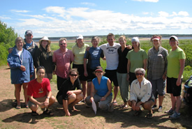 Conservation Volunteers at the end of a hard day's work on Boughton Island (Photo by NCC)